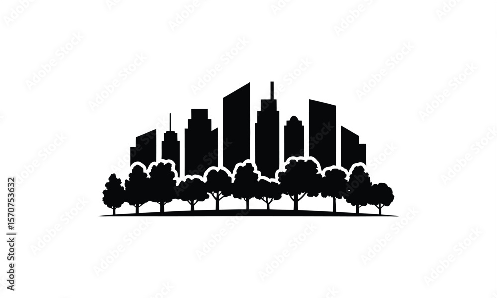 Obraz premium Urban skyline night view silhouette