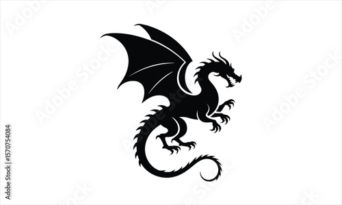 Mythical dragon creature silhouette art