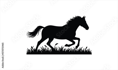 Majestic horse galloping silhouette