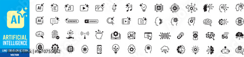 Generate AI icon. Artificial intelligence icons collection. Editable vector icon illustration.