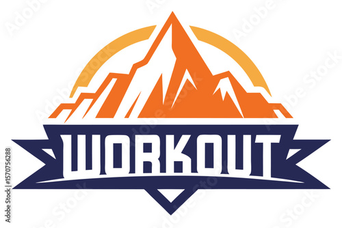 Mountain peak workout logo design with bold text
