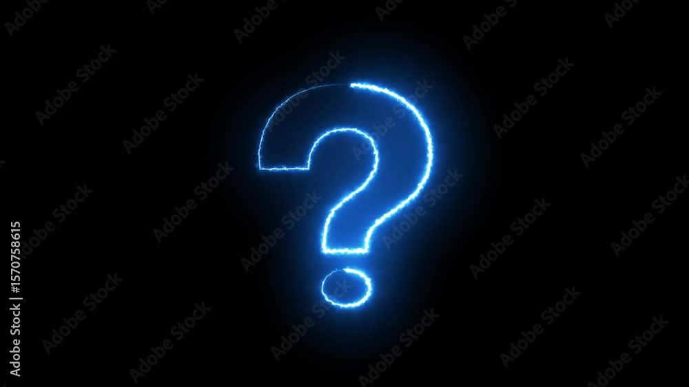 Glitch neon question mark animation, Neon question mark icon animation on black background. Glitch neon question mark animation, Neon question mark icon animation on black background.