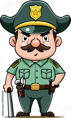 Police officer character vector, smiling man in dark blue uniform and police hat 3