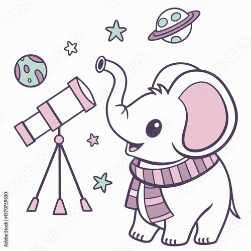 Creative SVG: Content Baby elephants with with a scarf in a Starlight Mix colored Galaxy Dreams theme