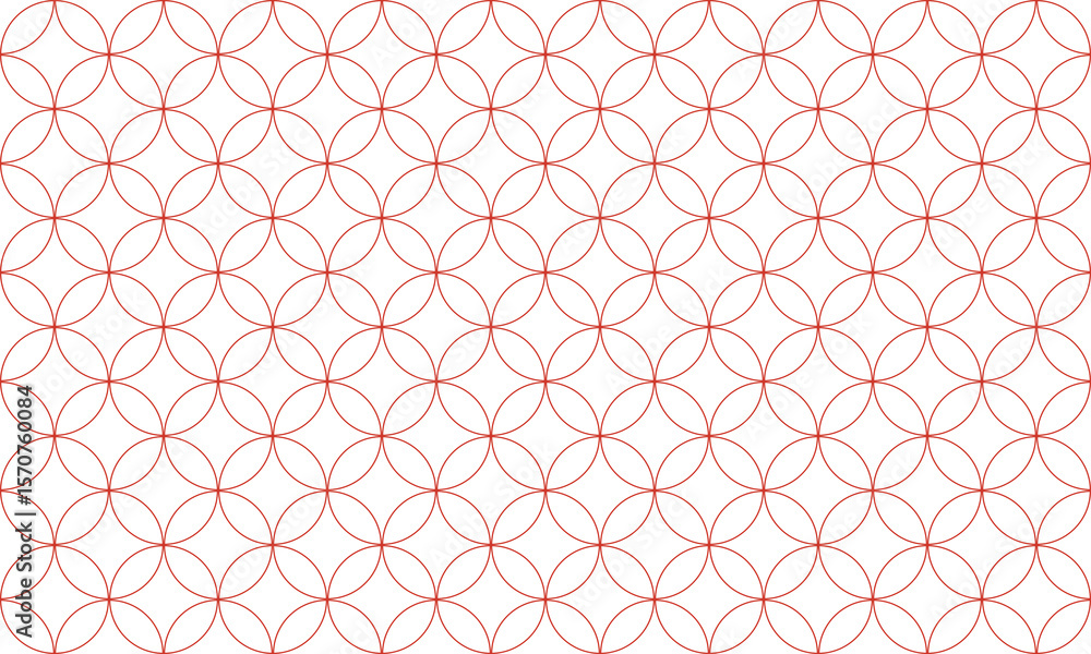 Naklejka premium Simple Red Japanese Shippo Seamless Vector Pattern for Traditional Packaging, Home Decor, and Classic Japanese Design