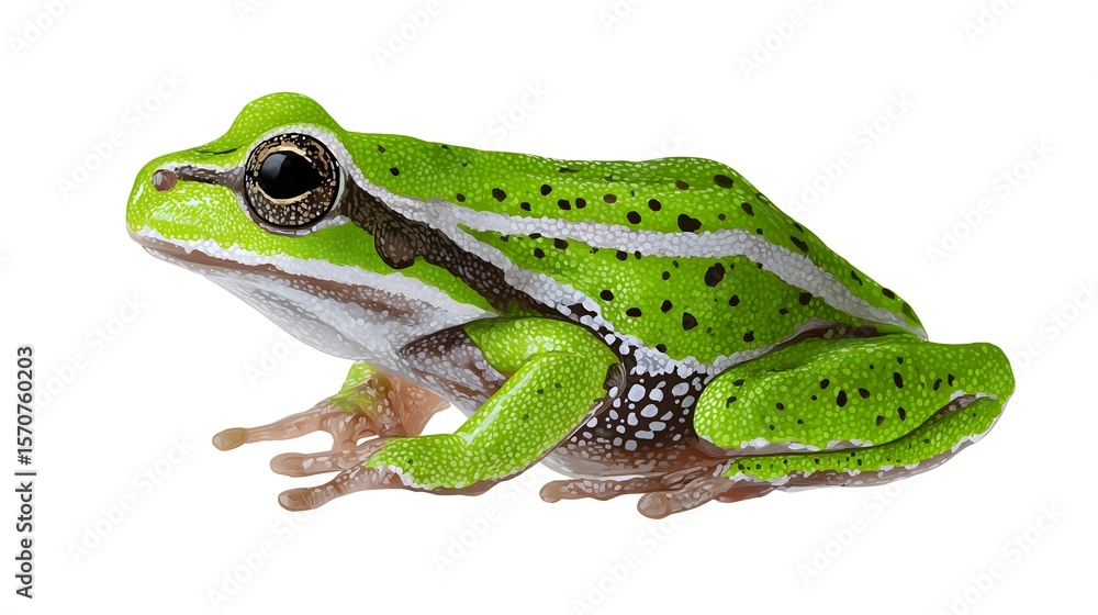 Obraz premium Close-up of a green spotted frog