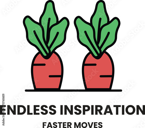 Two carrots are shown in a garden setting