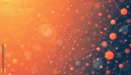 create an abstract background with molecules and technology inspired polygons connecting dots and lines in a flat design style