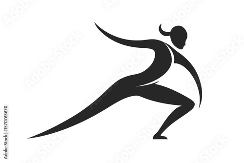 Dynamic silhouette of a woman in a graceful athletic pose