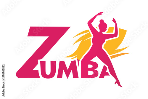 Dynamic zumba logo featuring a dancing silhouette and bold typography