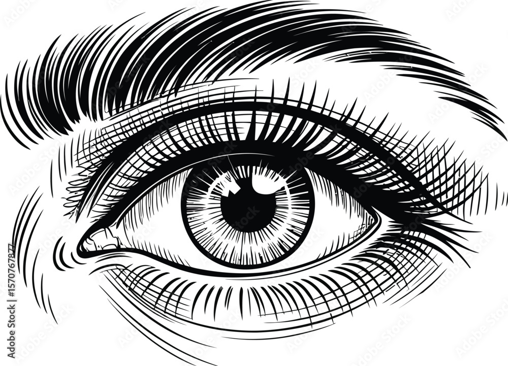 Obraz premium Vintage Hand-Drawn Human Eye Illustration
