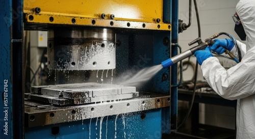 Wallpaper Mural Professional industrial equipment cleaning process with safety gear in factory setting Torontodigital.ca