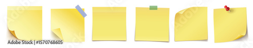realistic set stick note isolated white background post it notes collection with shadow