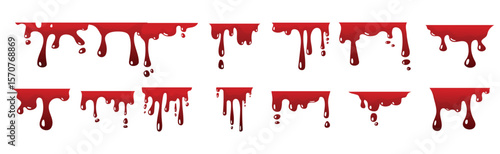  red dripping blood flowing paint splatter trickle liquid elements ink drops scary halloween flows bo