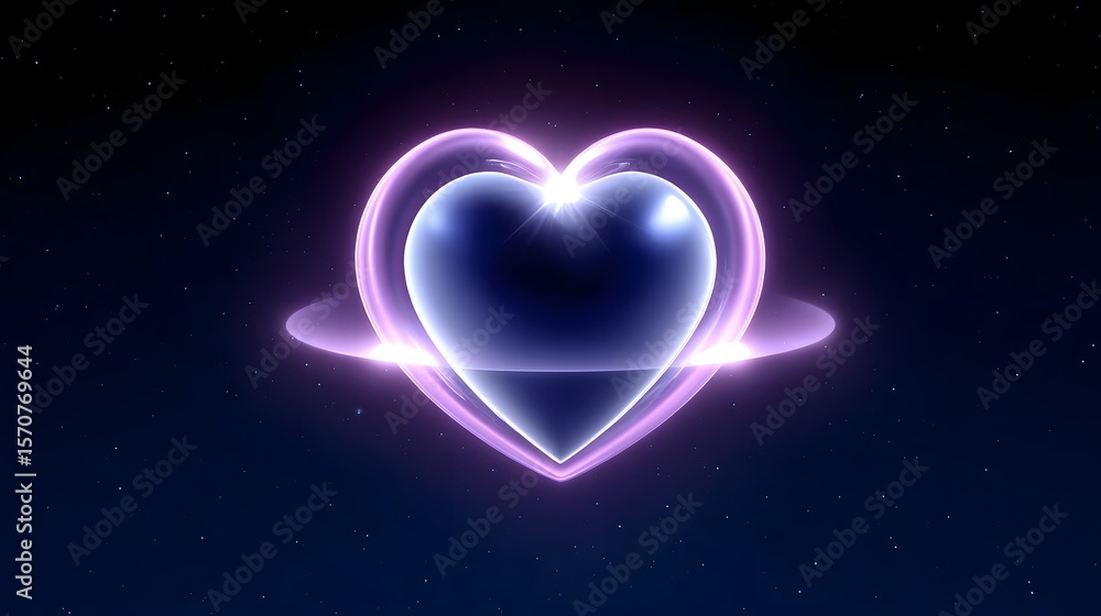 Fototapeta premium Glowing neon purple heart shape