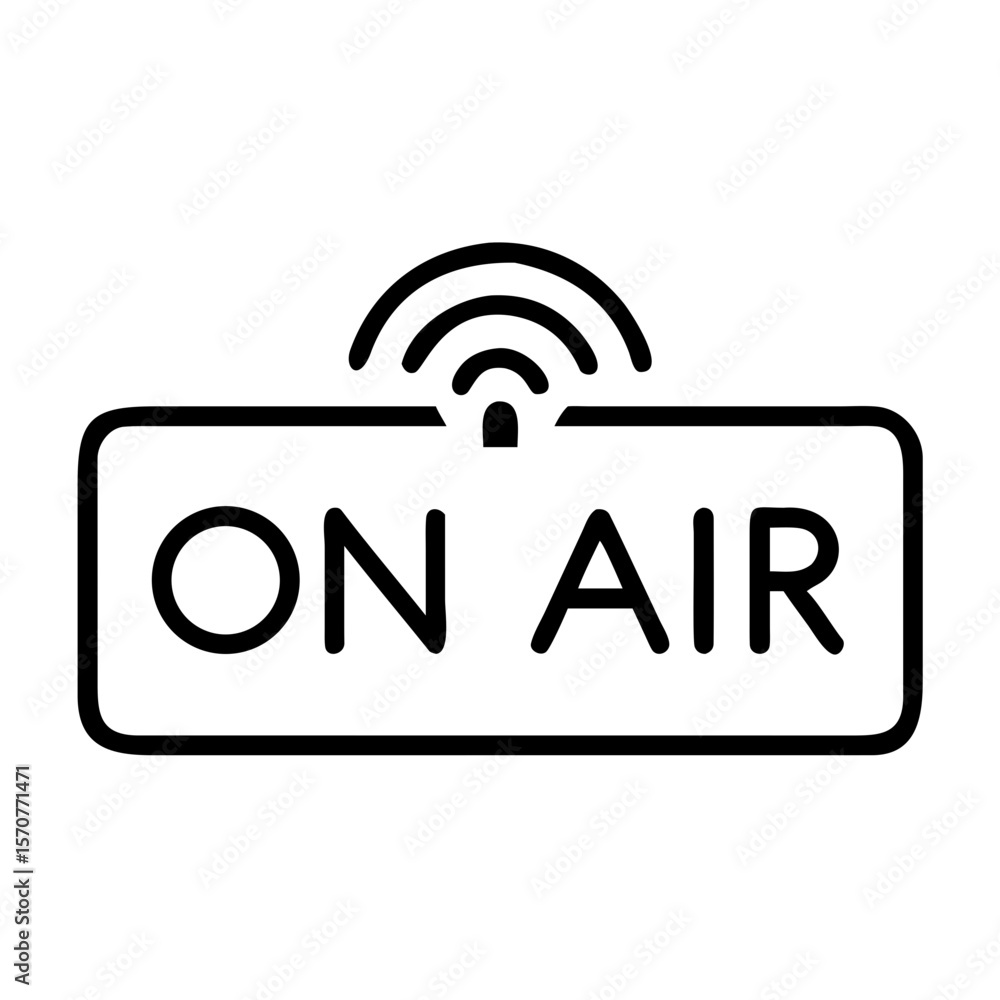 On-air sign icon for public speaking context with clean design On-air sign icon for public speaking context with clean design
