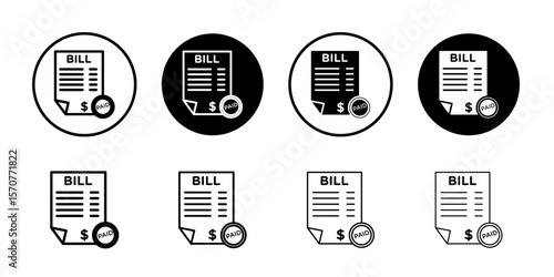 Bill paid icon simple vector isolated symbol
