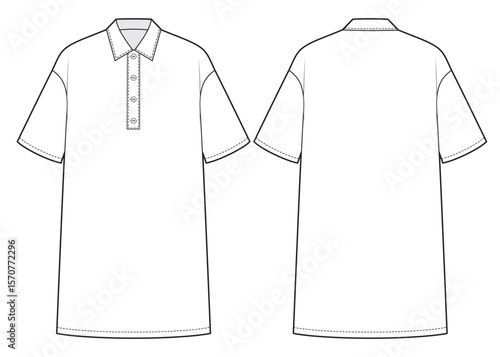 Fashion sketch of womens polo dress.
