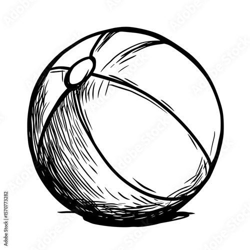 Beach ball sketch illustration for travel and tourism icon  