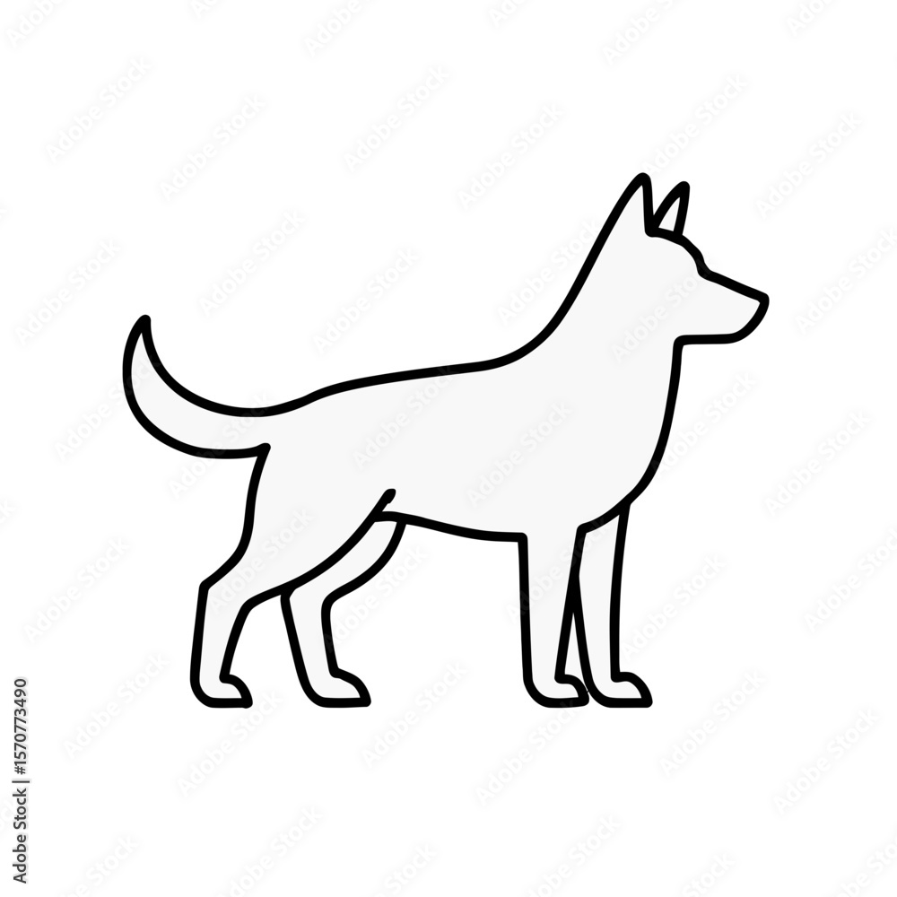 Fototapeta premium Outline icon of dog silhouette representing loyalty, companionship, and security