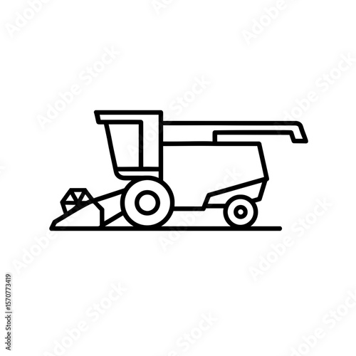 Outline combine harvester icon for agriculture and farming harvest operations