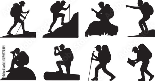 Hiking and Backpacking Outdoor Adventure Icons