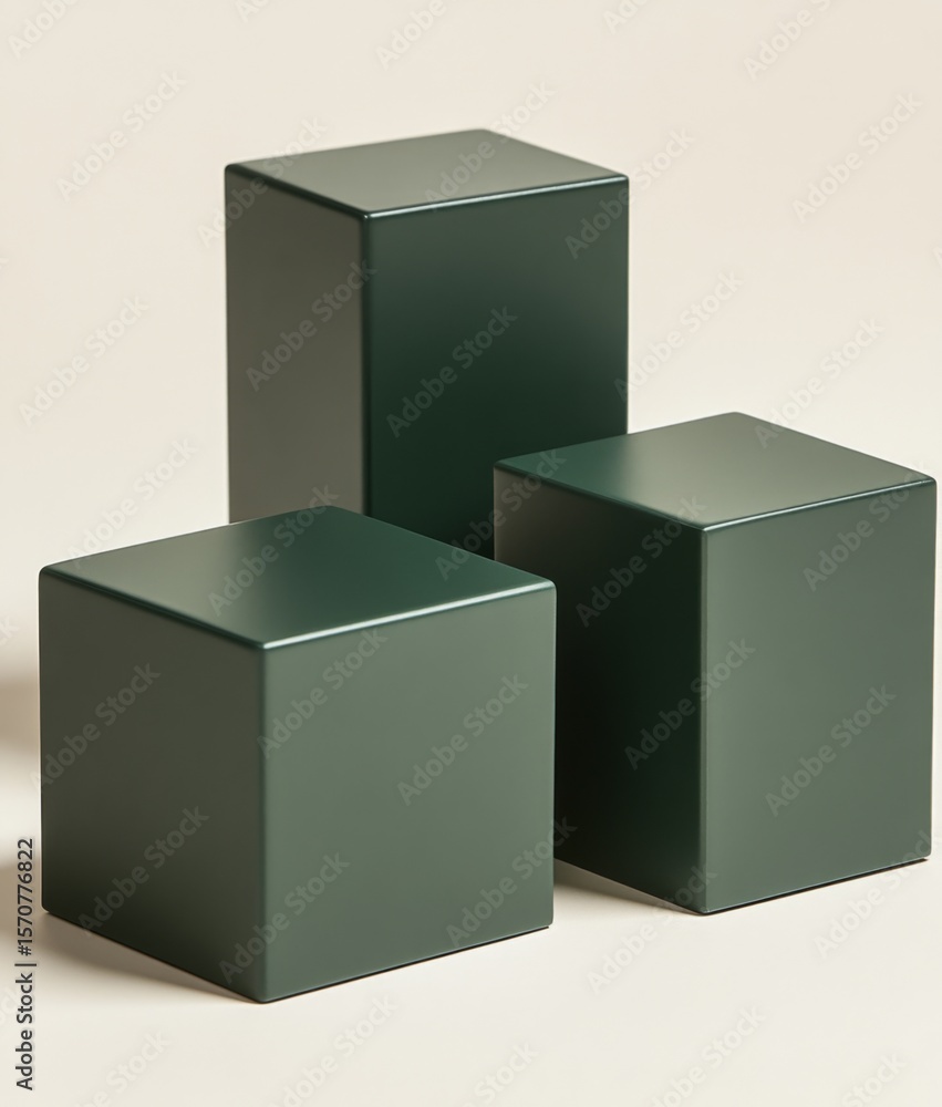 Obraz premium Empty podium and product pedestal in cubic podiums mockup, showcasing versatile design for display purposes, ideal for highlighting cosmetics or other products effectively