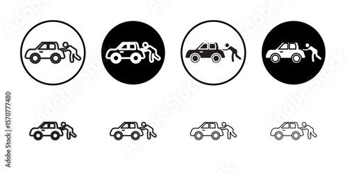 Pushing car icon simple vector isolated symbol