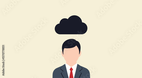 Wallpaper Mural Person Under Dark Cloud - Depression, Anxiety, Business Problems Torontodigital.ca