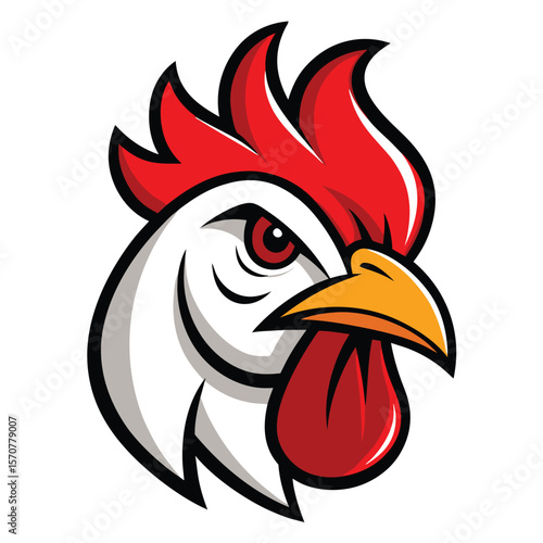 Determined Rooster Head Mascot Logo