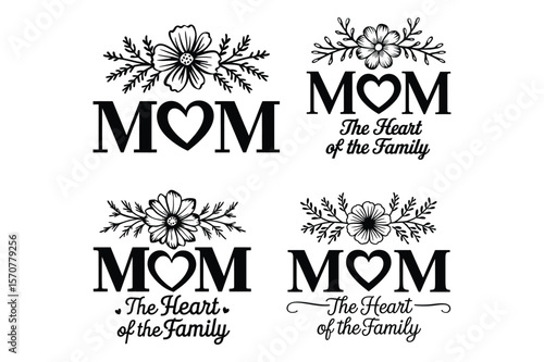 Mom heart floral family sentiment flowers leaves