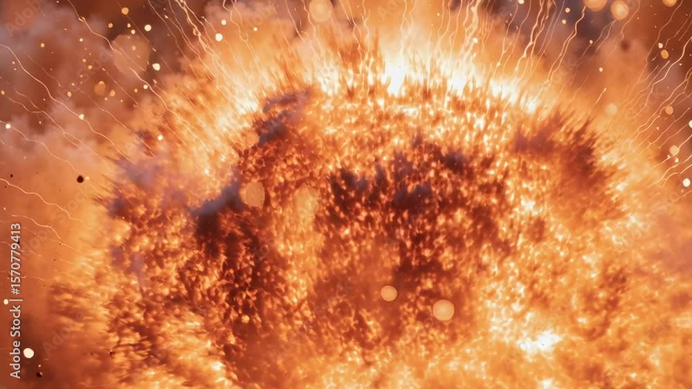 Spce Exploding Scene A fiery explosion in space with a lot of debris. The explosion is so ...