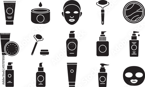 Essential Skincare and Beauty Regimen Product Icons