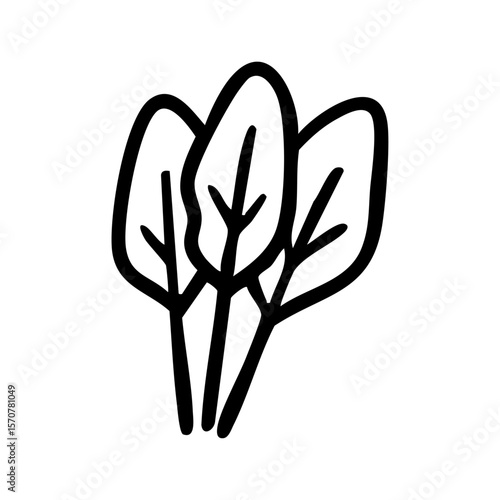 ほうれん草　線画　手書き
