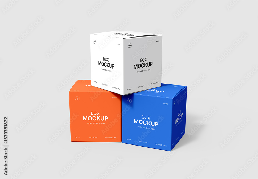 Square Box With Design Colorful Square Box Mockup Display Stock Template | Adobe Stock