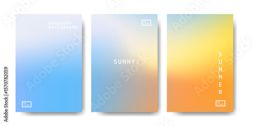 Abstract gradient soft pastel summer poster background. blue white orange gradient background. summer sunny weather. Vector design