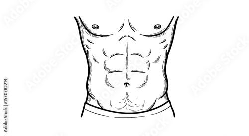 Men’s Abs Black Vintage Sketch on Transparent PNG - International Men’s Day  illustration
