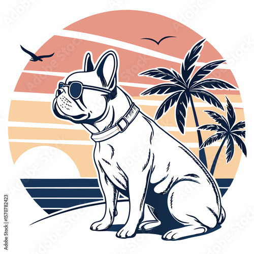 Cool French Bulldog Beach Sunset