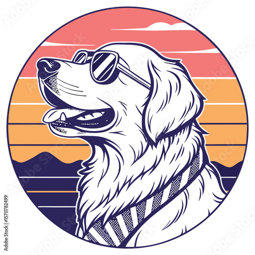 Cool Dog Sunset Mountain Design