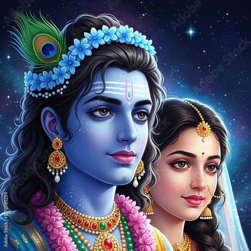 Wallpaper Mural Radha Krishna’s Devine Charm Shines Through Celestial Serenity and Infinite Love Torontodigital.ca