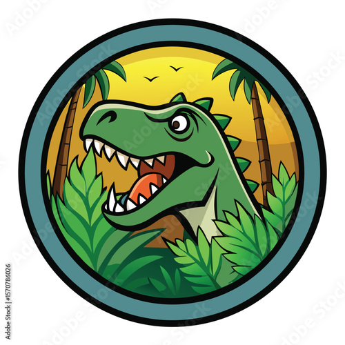 Tyrannosaurus Rex Jungle Circle Badge