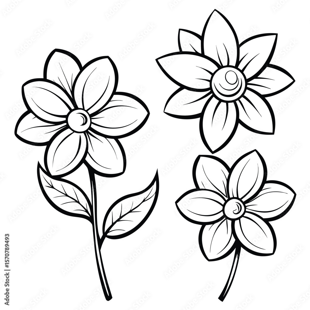 Obraz premium Simple Outline Flower Line Art