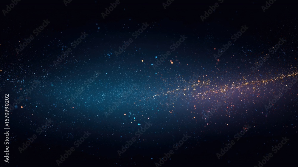 Naklejka premium A cosmic dream featuring glittering specks of stardust against a deep blue backdrop.