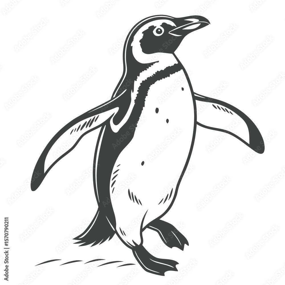 Fototapeta premium Minimalist Black and White Penguin Silhouette Illustration