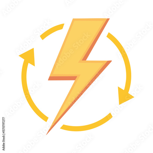 Free Download Sustainable Energy Icon Yellow Lightning Bolt Surrounded by Circular Arrows Sign Design - GFXLoad
