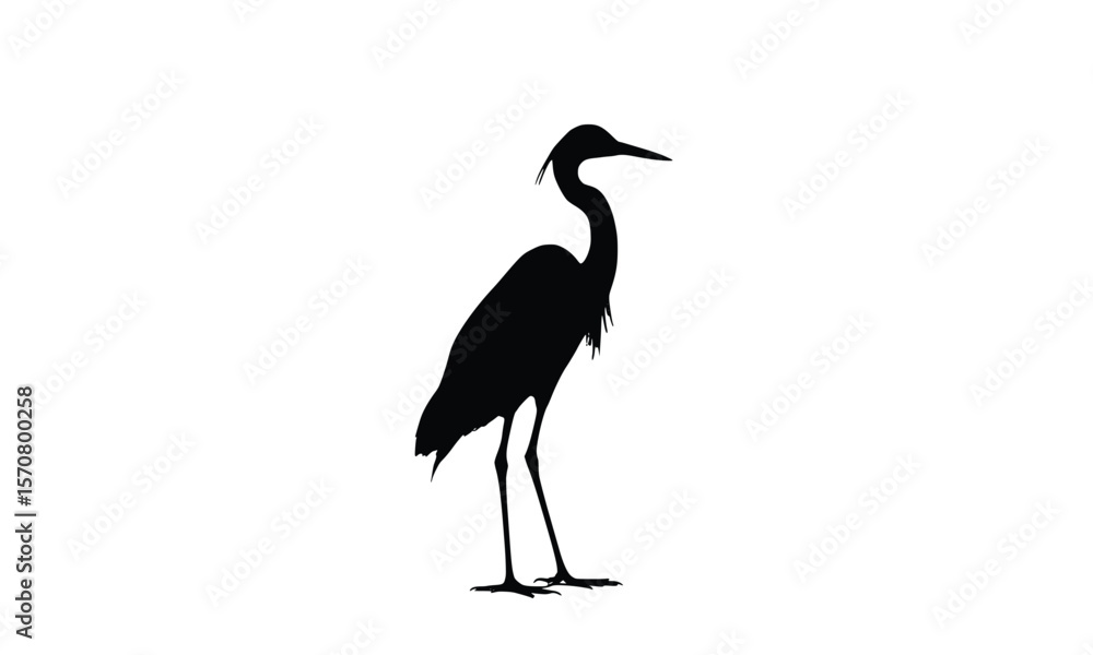 Fototapeta premium Striking heron silhouette is great for minimalistic designs, logos, and wildlife themed projects with its stark, clean aesthetic.