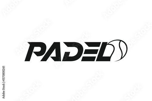 Padel typography logo, padel racket and ball logo design vector