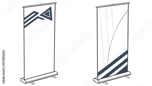 Vector Mockup of Retractable Banner Stand on White Background