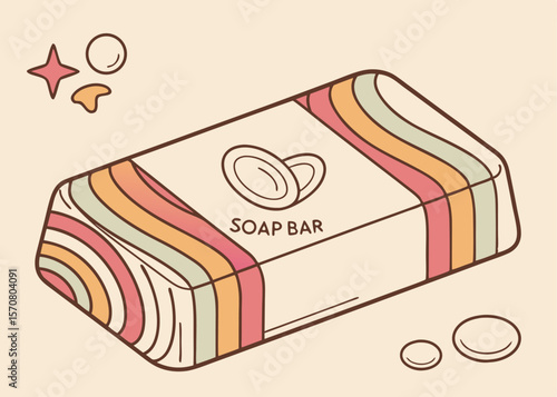 Vector Mockup of Soap Bar with Wrapper on White Background