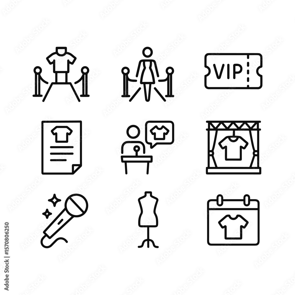 Celebration attire vector icons. Outline symbols. Line design Celebration attire vector icons. Outline symbols. Line design